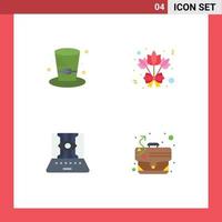 Pack of 4 Modern Flat Icons Signs and Symbols for Web Print Media such as cap engineering canada rose technology Editable Vector Design Elements