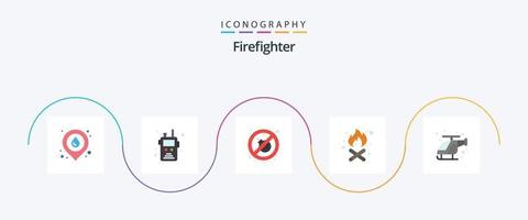 Firefighter Flat 5 Icon Pack Including help. fast. fire. emergency. fire vector