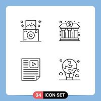 4 iconos creativos signos y símbolos modernos de la página de la cámara informe de energía del banco elementos de diseño vectorial editables vector