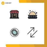 4 Filledline Flat Color concept for Websites Mobile and Apps ecommerce jewelry store pie loop Editable Vector Design Elements