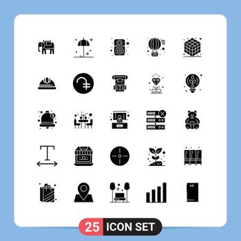 25 Universal Solid Glyphs Set for Web and Mobile Applications layer cube hardware send message Editable Vector Design Elements