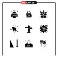 Set of 9 Modern UI Icons Symbols Signs for sign left secure up up Editable Vector Design Elements