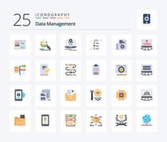 Data Management 25 Flat Color icon pack including document. shopping. cam. document. video vector