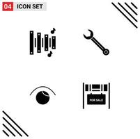 Stock Vector Icon Pack of 4 Line Signs and Symbols for custom view wrench construction twitter Editable Vector Design Elements