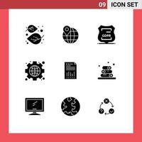 Stock Vector Icon Pack of 9 Line Signs and Symbols for spreadsheet web data privacy interface private Editable Vector Design Elements