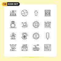 Modern Set of 16 Outlines and symbols such as diamond notification arrow message alert Editable Vector Design Elements