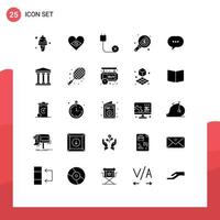 Pictogram Set of 25 Simple Solid Glyphs of investment money love find disconnected Editable Vector Design Elements