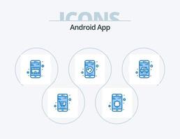 Diseño de iconos del paquete de iconos azules de la aplicación Android 5. en línea. Reanudar. comercio. teléfono. artilugio vector