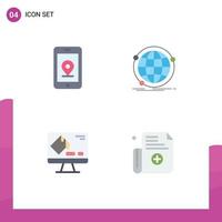 User Interface Pack of 4 Basic Flat Icons of mobile fill data network screen Editable Vector Design Elements
