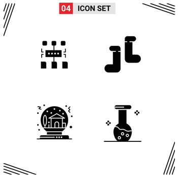 conjunto de pictogramas de 4 glifos sólidos simples de análisis de tazón de documento de globo de algoritmo elementos de diseño de vector editables