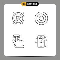 Stock Vector Icon Pack of 4 Line Signs and Symbols for fire gesture basic user education Editable Vector Design Elements