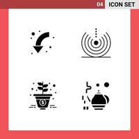 Pack of 4 creative Solid Glyphs of arrow wifi left devices growth Editable Vector Design Elements