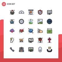 Set of 25 Modern UI Icons Symbols Signs for analysis online horror monitor security Editable Vector Design Elements
