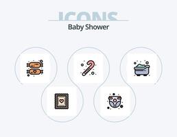 Baby Shower Line Filled Icon Pack 5 Icon Design. balloon. stroller. baby. push. baby vector