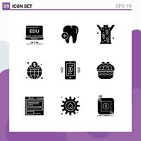 Pictogram Set of 9 Simple Solid Glyphs of internet of things connections healthcare finance global Editable Vector Design Elements