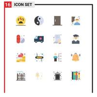 Modern Set of 16 Flat Colors Pictograph of man construction style architecture home Editable Pack of Creative Vector Design Elements