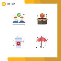 Group of 4 Modern Flat Icons Set for agreement drink cube hot umbrella Editable Vector Design Elements