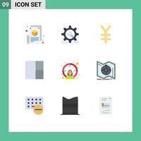 Universal Icon Symbols Group of 9 Modern Flat Colors of target employee wrench layout yen Editable Vector Design Elements