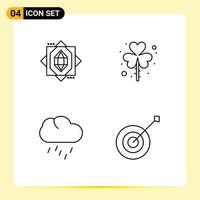 Group of 4 Filledline Flat Colors Signs and Symbols for core rain day saint weather Editable Vector Design Elements