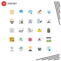 User Interface Pack of 25 Basic Flat Colors of moon storm research paint document Editable Vector Design Elements