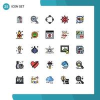 25 User Interface Filled line Flat Color Pack of modern Signs and Symbols of seo firewall points nature clematis Editable Vector Design Elements