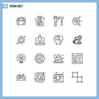 16 Universal Outlines Set for Web and Mobile Applications button disk brightness computing light Editable Vector Design Elements