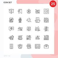 Line Pack of 25 Universal Symbols of electronics student card text id radiology Editable Vector Design Elements