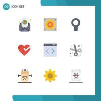 Pictogram Set of 9 Simple Flat Colors of management tick cool good love Editable Vector Design Elements