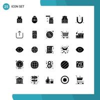 25 Universal Solid Glyphs Set for Web and Mobile Applications attract construction egg labour vest Editable Vector Design Elements