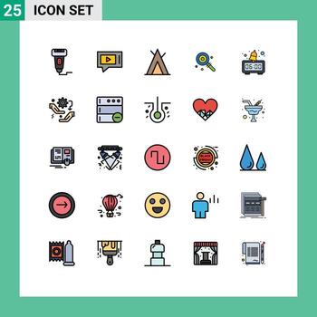 User Interface Pack of 25 Basic Filled line Flat Colors of clock sweet service lolly candy Editable Vector Design Elements