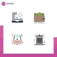 4 Universal Flat Icons Set for Web and Mobile Applications app purse development finance creative Editable Vector Design Elements