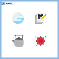 4 Flat Icon concept for Websites Mobile and Apps moon pot poetry write teapot Editable Vector Design Elements