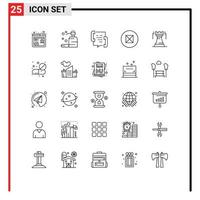 Universal Icon Symbols Group of 25 Modern Lines of strategy castle communication symbols ancient Editable Vector Design Elements