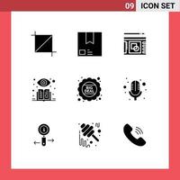 User Interface Pack of 9 Basic Solid Glyphs of big deal supervised product learning presentation Editable Vector Design Elements