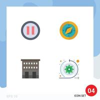 User Interface Pack of 4 Basic Flat Icons of media retail navigation location shops Editable Vector Design Elements