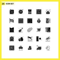 Pack of 25 Modern Solid Glyphs Signs and Symbols for Web Print Media such as share web computer page flip Editable Vector Design Elements