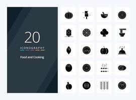 20 Food Solid Glyph icon for presentation vector