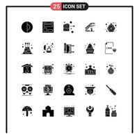 Mobile Interface Solid Glyph Set of 25 Pictograms of perfume home website layout stage upstairs Editable Vector Design Elements