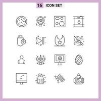 Set of 16 Modern UI Icons Symbols Signs for hardware computers devices oil barrel Editable Vector Design Elements