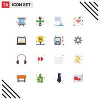 conjunto de 16 iconos de interfaz de usuario modernos signos de símbolos para laptop hombre de negocios bebida bebida paquete editable de elementos creativos de diseño de vectores