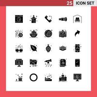 Group of 25 Modern Solid Glyphs Set for garage device reception camera cam Editable Vector Design Elements