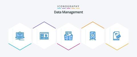 Data Management 25 Blue icon pack including server. data. id. backup. file vector