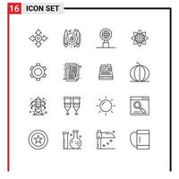 User Interface Pack of 16 Basic Outlines of basic hindu globe diwali decorate Editable Vector Design Elements