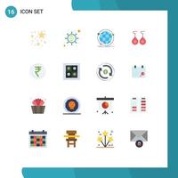 16 Flat Color concept for Websites Mobile and Apps finance business global heart earing Editable Pack of Creative Vector Design Elements