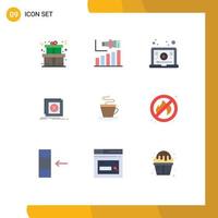 Modern Set of 9 Flat Colors and symbols such as tea problem internet message error Editable Vector Design Elements