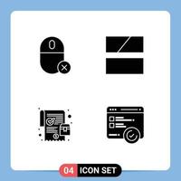 Pack of 4 Modern Solid Glyphs Signs and Symbols for Web Print Media such as computers mobile hardware frame purchase Editable Vector Design Elements