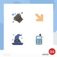 4 Universal Flat Icons Set for Web and Mobile Applications bucket magic tool right baby Editable Vector Design Elements