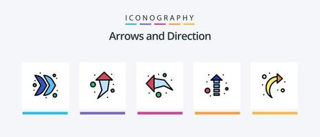 la línea de flecha llenó el paquete de 5 íconos que incluye . encogerse. kit de reloj flechas diseño de iconos creativos vector