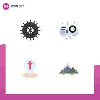 Modern Set of 4 Flat Icons and symbols such as studded pin projector location landscape Editable Vector Design Elements