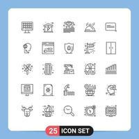 25 iconos creativos, signos y símbolos modernos de mensajes, material de chat, plato de servicio, elementos de diseño vectorial editables vector